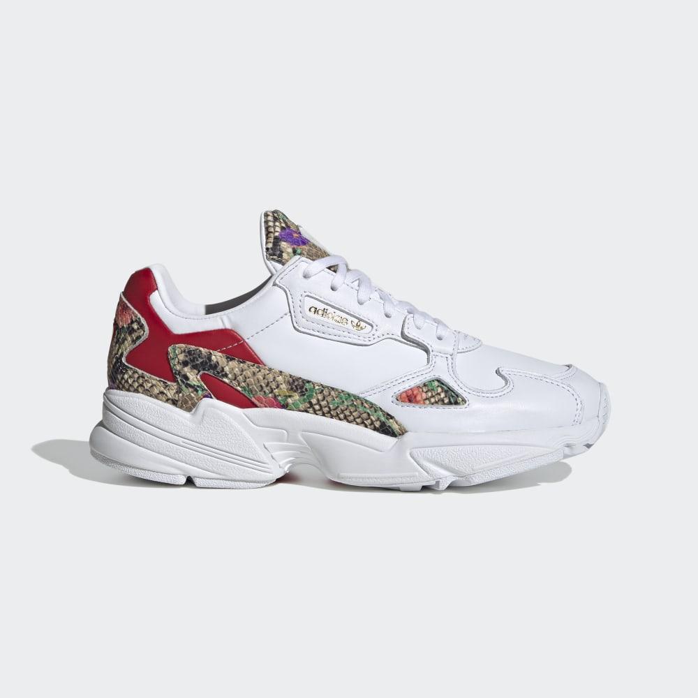 Adidas Women's Falcon Originals Shoes White/Deep Red/Gold Metal Ireland FV3083